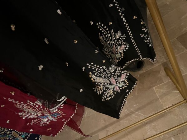 Silk Heavy Muse Collection Stiched 3 pieces Chiffon Embroidered Soft Organza Dupatta  Silk Trousers - Image 2