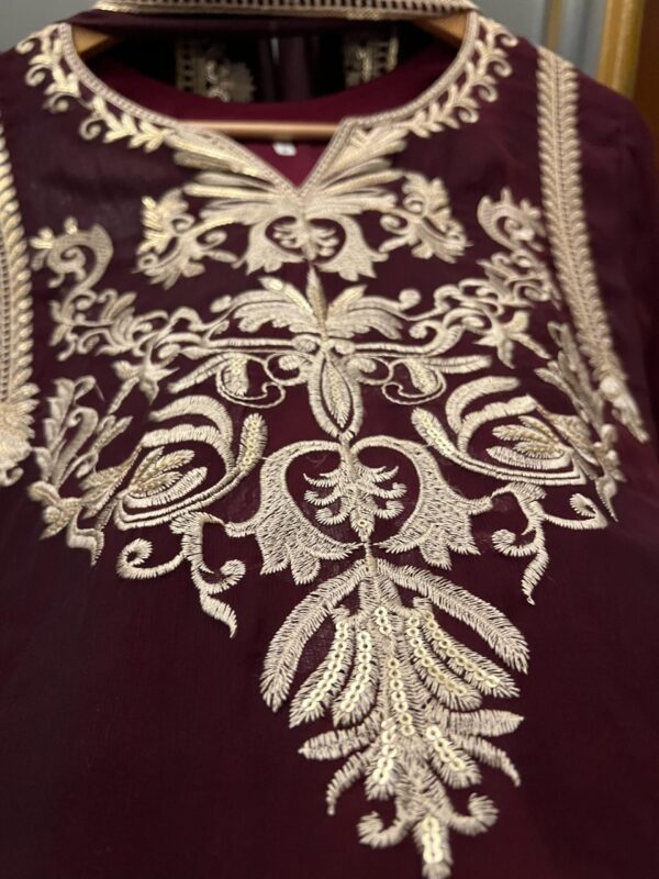 Chiffon Embroidered Shirt with Dupatta & Silk Trouser - Image 3