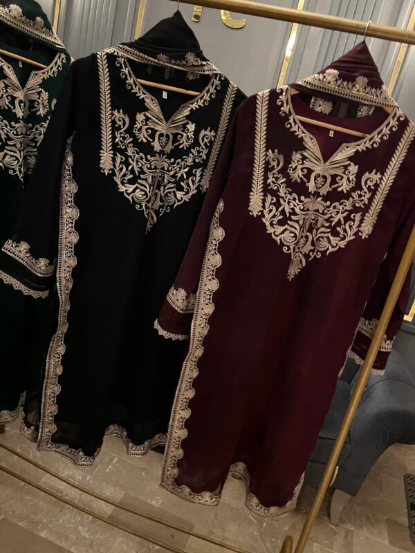 Chiffon Embroidered Shirt with Dupatta & Silk Trouser - Image 4