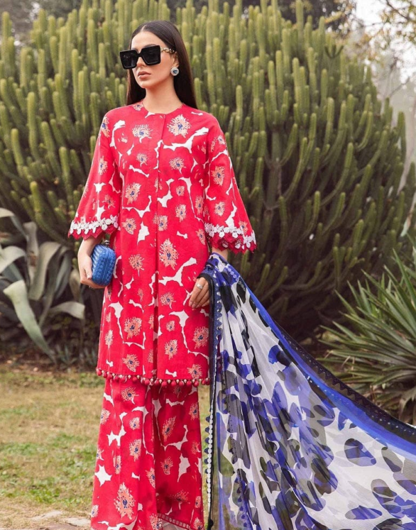 Lawn Embroidered Stitched 3-Pieces Suit